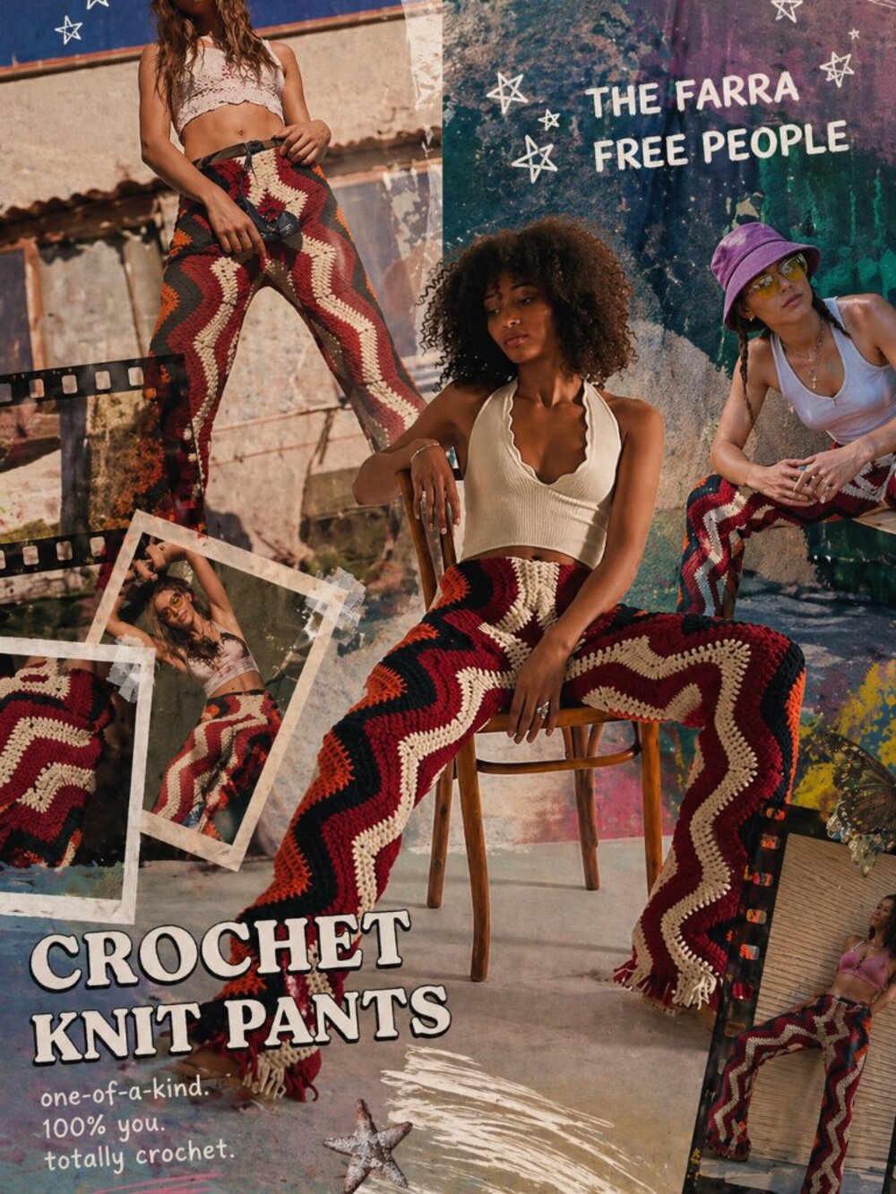 NWT FREE PEOPLE THE FARRA CROCHET KNIT PANTS RARE  BOHO ICON  FESTIVAL  $558